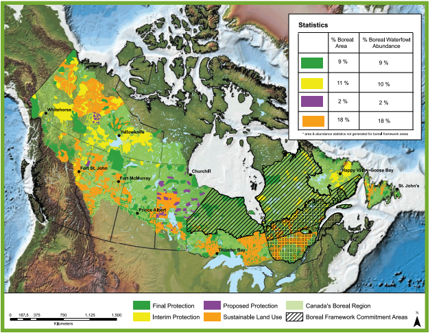 map of boreal areas and waterfowl abundance